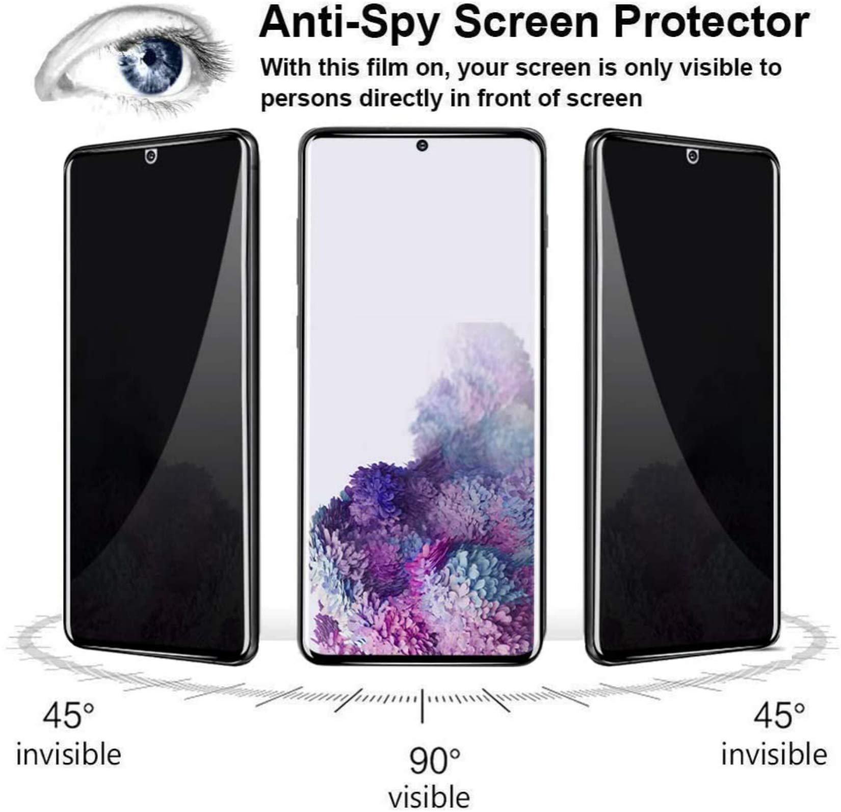 Pellicola salvaschermo per la privacy, Pellicola in vetro temperato anti-spia Anti graffio Pellicola proteggi schermo per telefono anti impronte digitali per Samsung S20 FE 5G