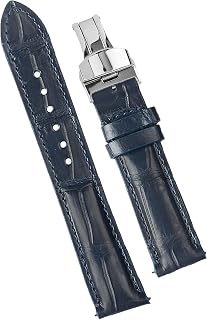 Premium AIIigator Deployment Clasp Leather Watch Band Quick Release