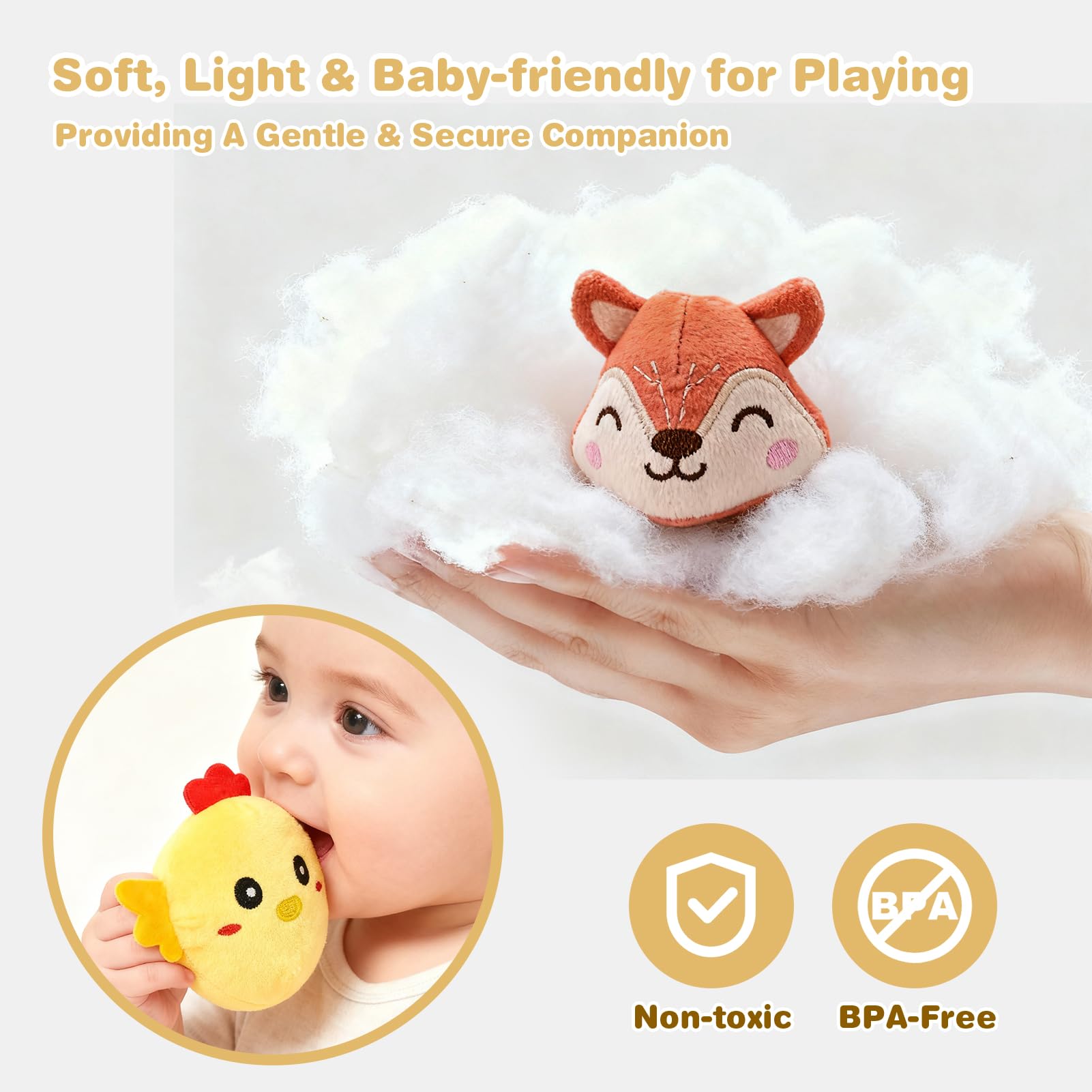 FLEXTRIX Baby Toys 6-12 Months, Farm Animals with Barn, Rattle, Crinkle Paper, Mirror - Image 4