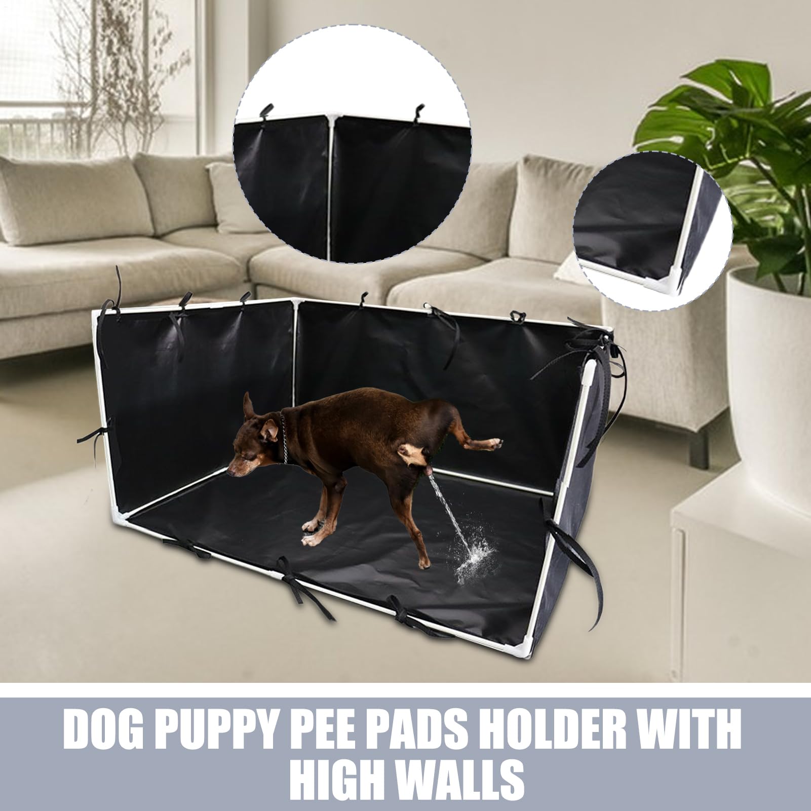 Supporto per pipì per cani, vassoio per vasino per cuccioli con bordo alto, supporto per pipì con pareti, robusto antiscivolo per addestramento del cane, per uso interno ed esterno, 89 x 73 x 44 cm