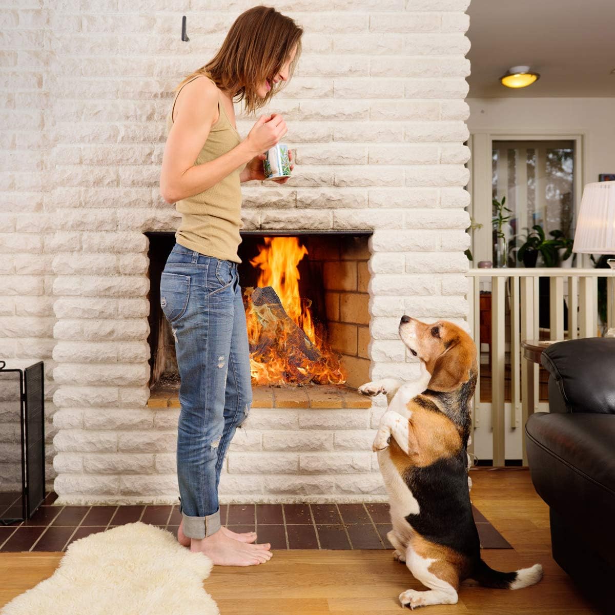 Realistic Ceramic Wood Log Set for Indoor/Outdoor Fireplaces