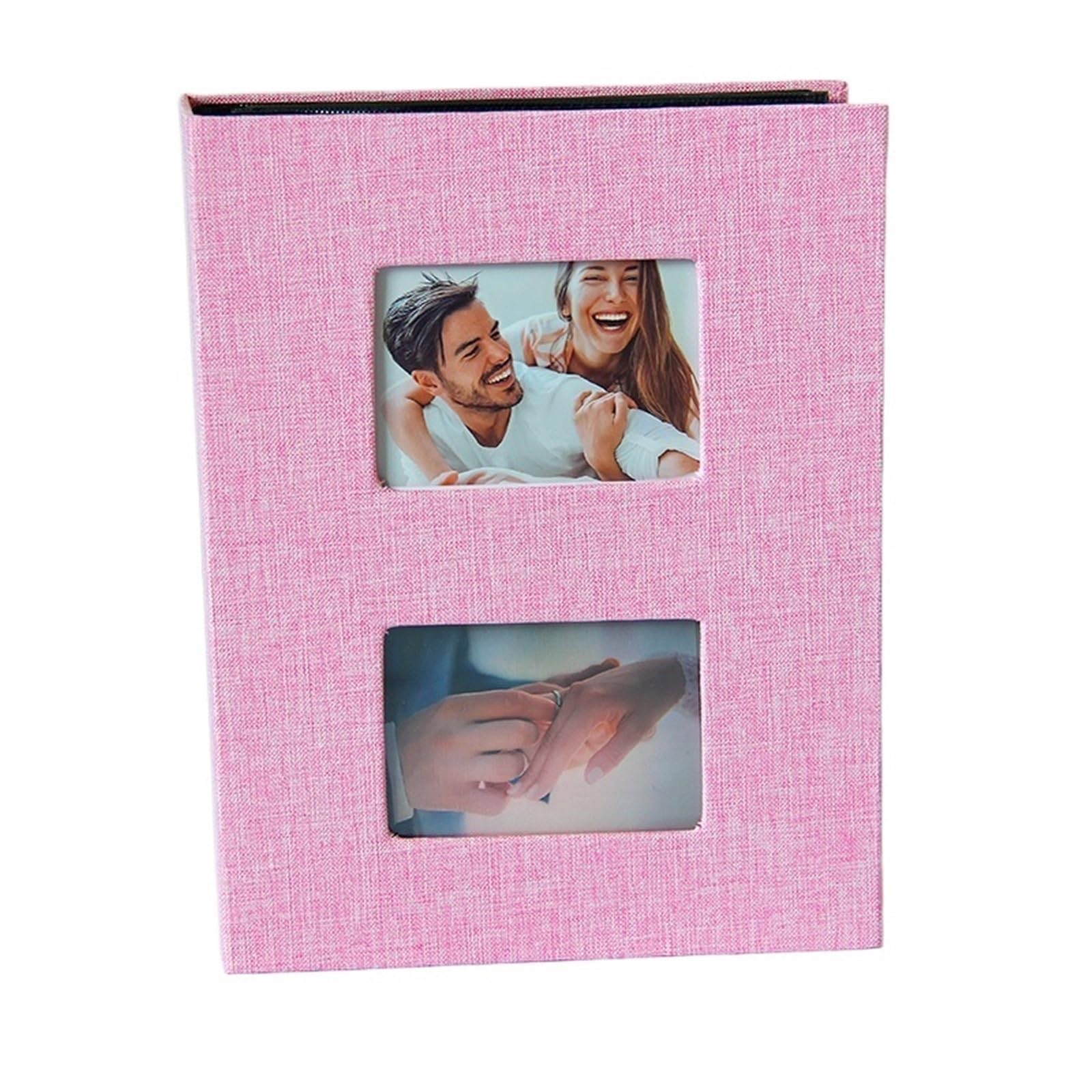 Photo Album 4x6, Small Linen Cover Albums Holds 200 Pockets, Slip In For Photos for Family Anniversary(Pink)