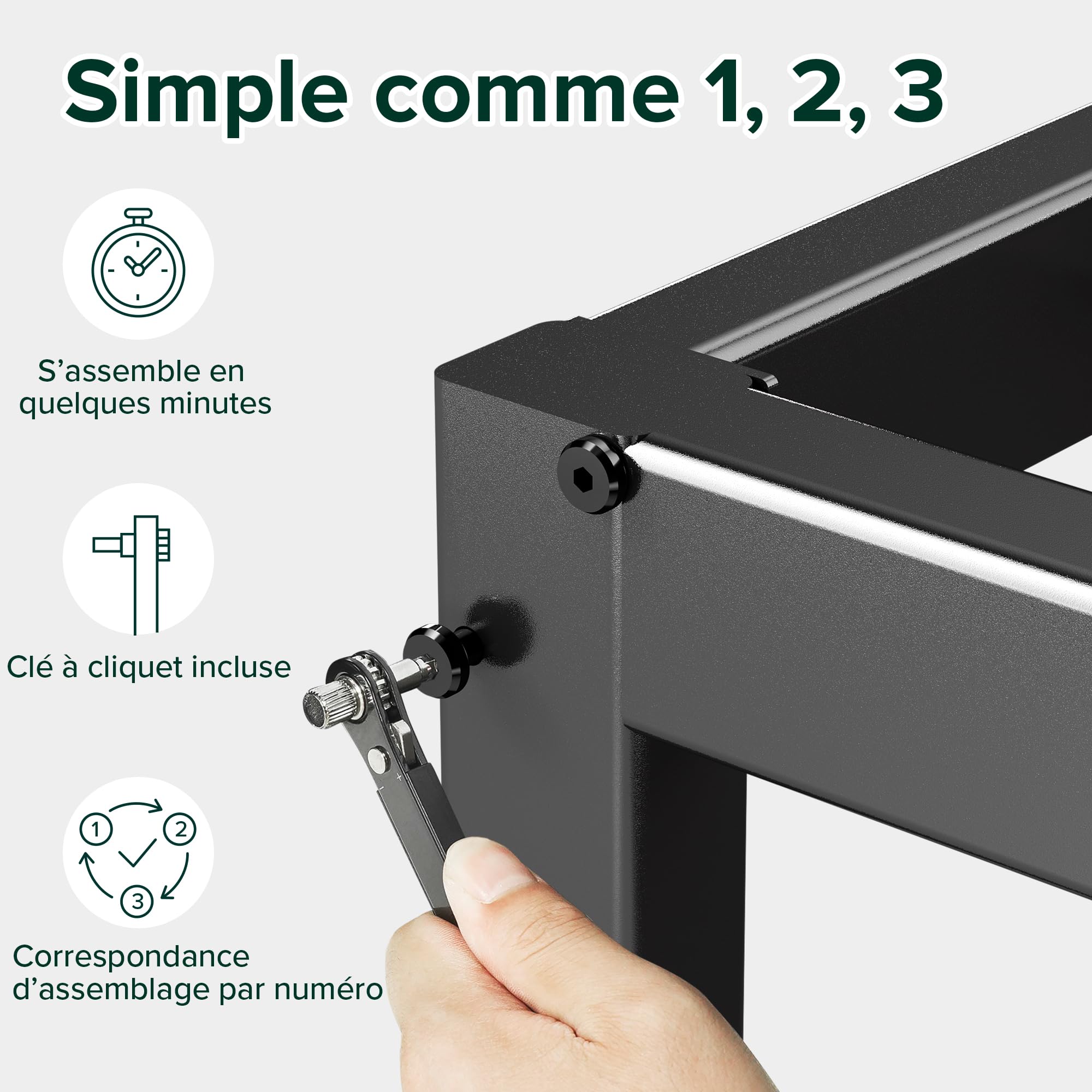 Zinus Elias Sommier 140x190 cm avec Lattes en Métal - Cadre de Lit 2 Personnes en Acier Robuste - Hauteur 36 cm pour Rangement - Montage Facile - Noir