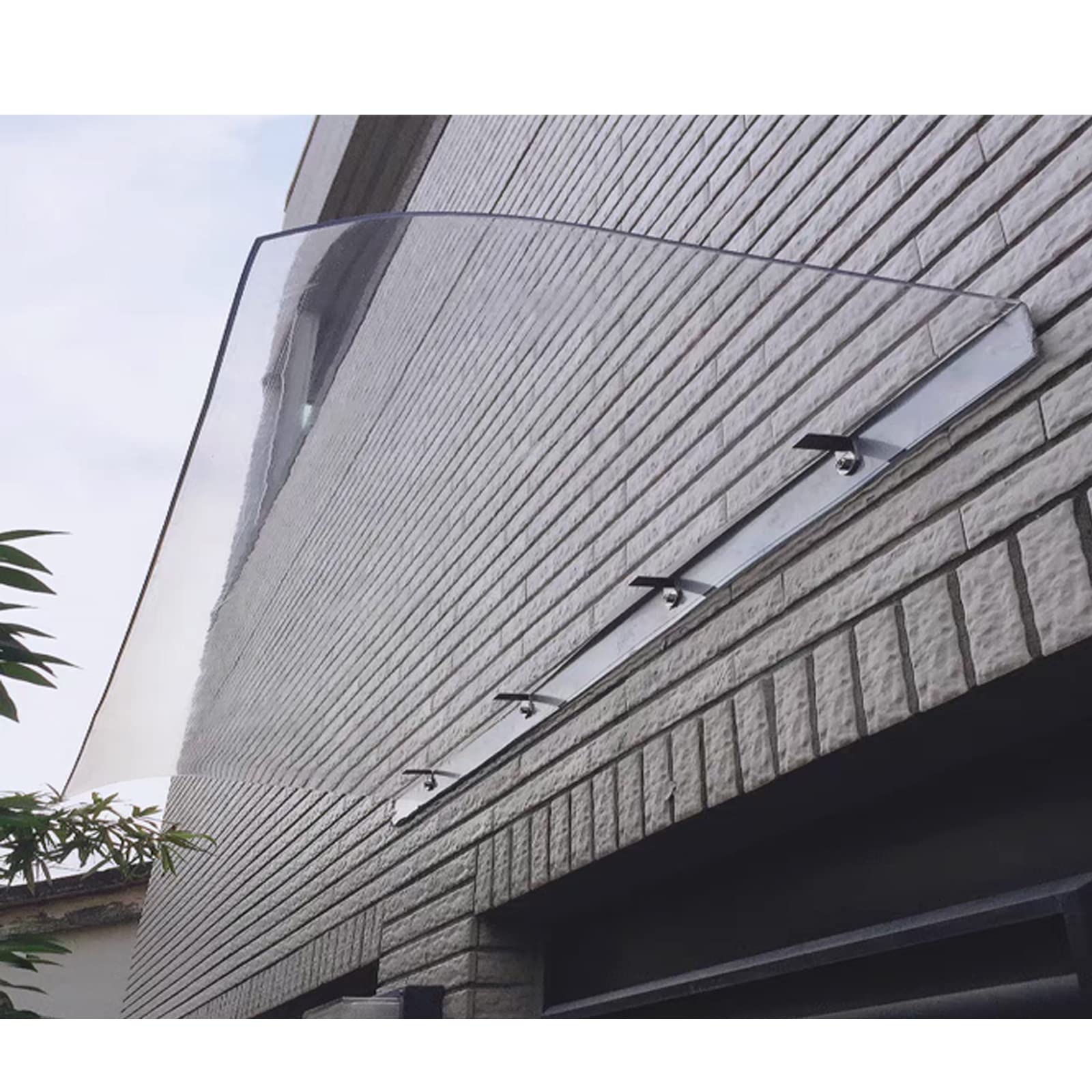 Toldo arqueado, toldo invisible para puerta delantera, toldo para exteriores, 100 % transparente, toldo para ventana, cubierta de lluvia de policarbonato para jardín, patio, techo, entrada, decoración