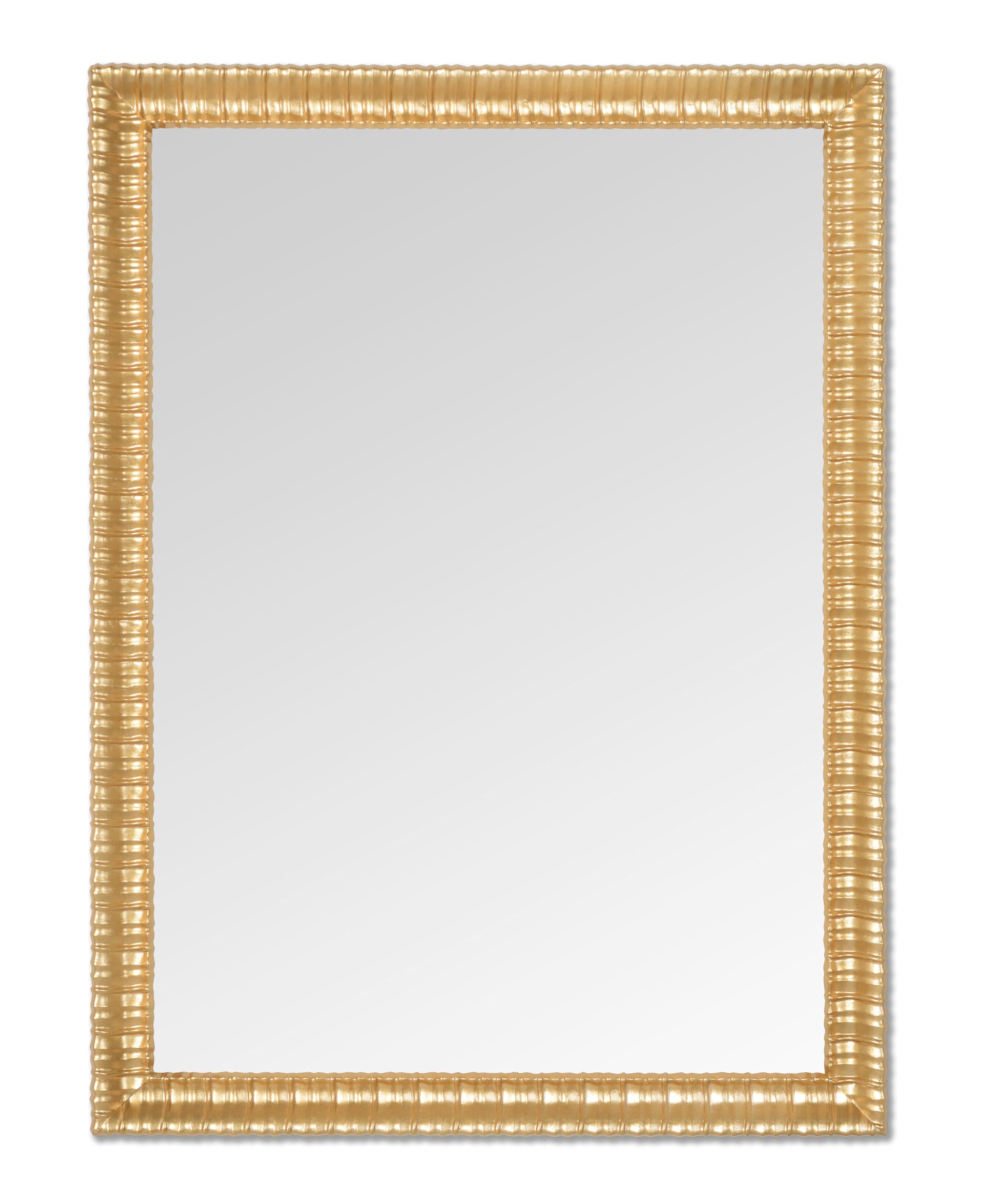 MO.WA. Specchio da Parete moderno oro, cornice in legno cm. 58x78, made in Italy, specchiera da appendere ingresso, camera da letto, bagno, soggiorno