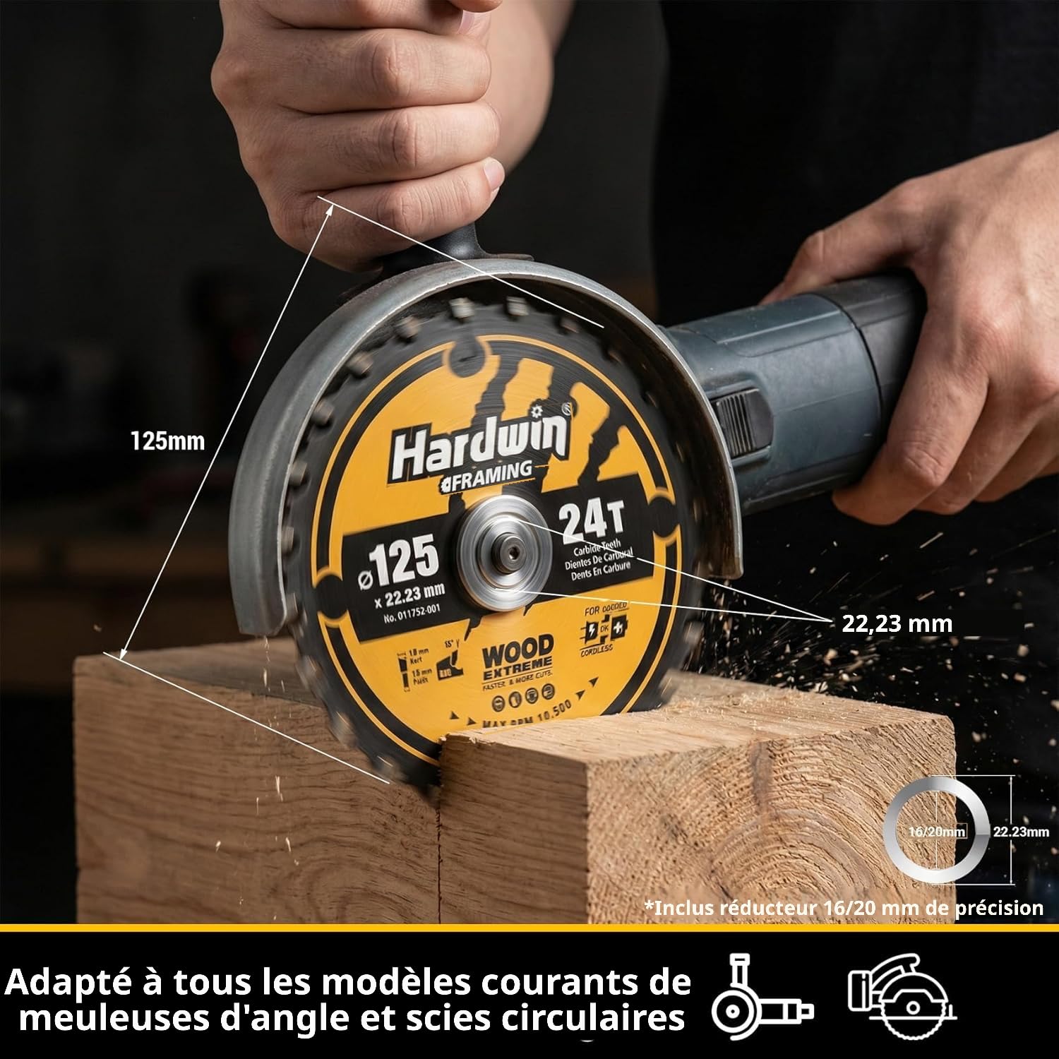 Lame de Scie Circulaire 125mm 40 Dents ATB Carbure Tungstène, Alésage 22.23mm, Compatible Scies sur Table/Portatives, Lot de 3