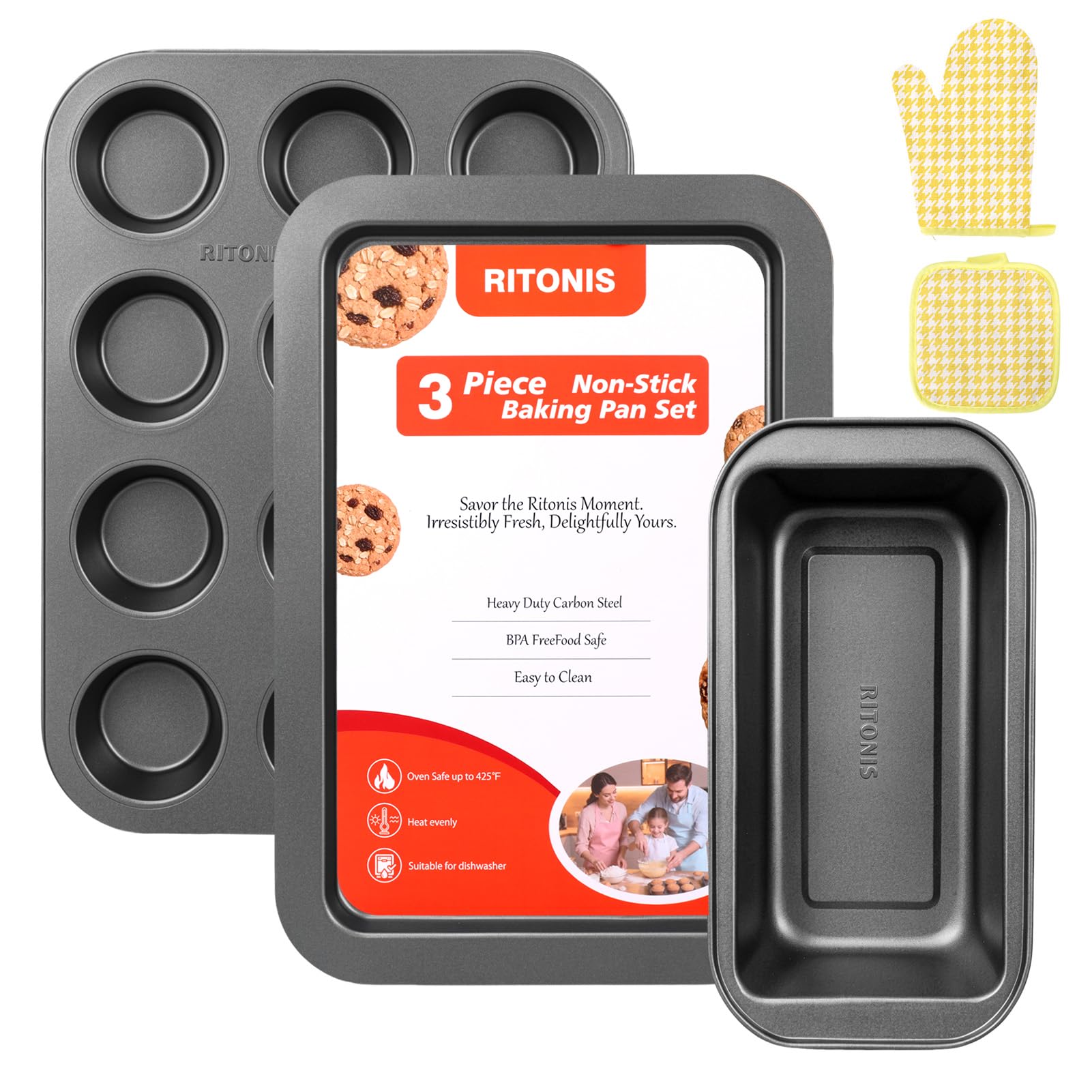 Ritonis 8-Piece Nonstick Baking Pans Set -9