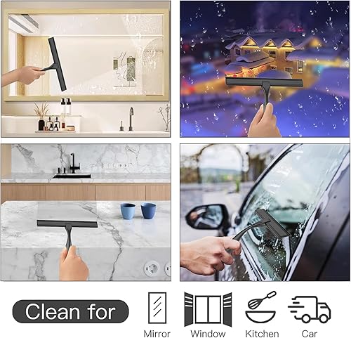 Miniatura 5 de peafowl Escobilla de baño de acero inoxidable de 14 pulgadas para puertas de vidrio, ventanas de baño, espejo de cocina y vidrio de automóvil con