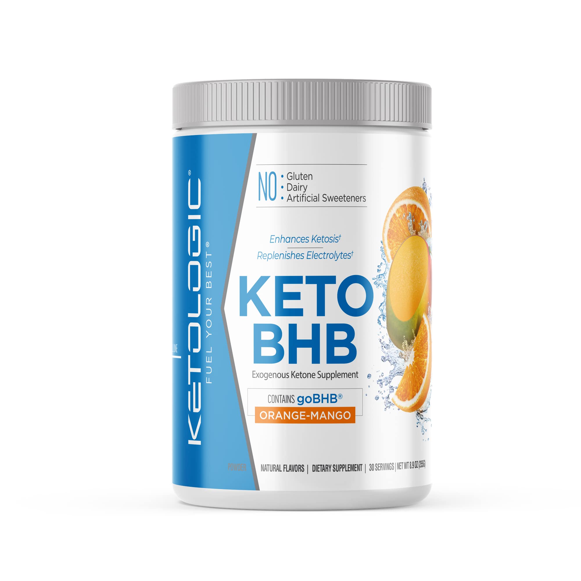 Ketologic Keto BHB (Orange Mango Flavor) 30 Servings - Exogenous Ketone Supplement with goBHB, Beta-Hydroxybutyrate Salts
