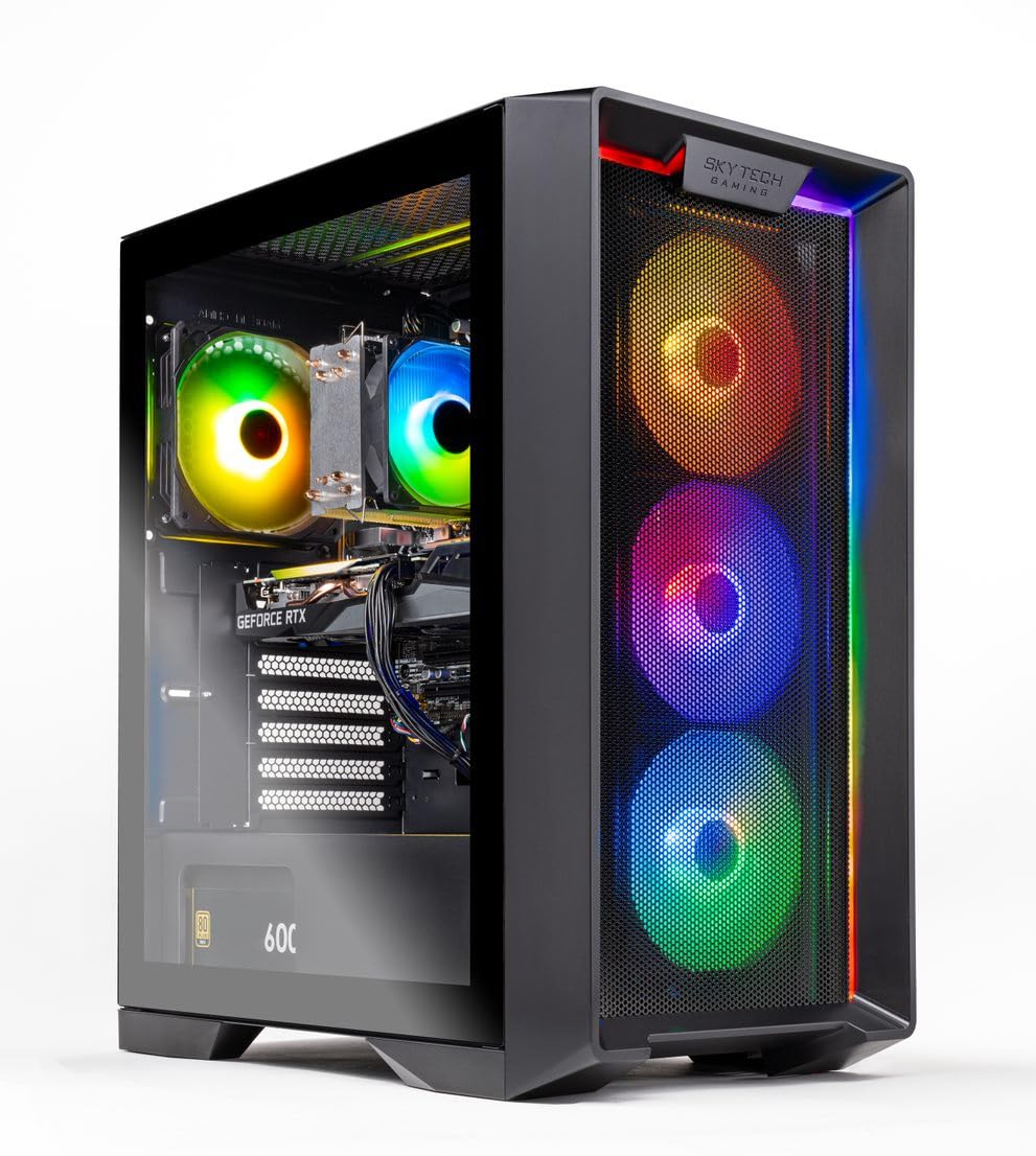 Skytech Nebula Gaming PC Desktop, Intel i3 10105F 3.7 GHz (4.4GHz Turbo Boost), NVIDIA GTX 1650 4GB GDDR6, 500GB SSD, 16GB DDR4 RAM 3200, 650W Gold PSU, Wi-Fi, Win 11 Home