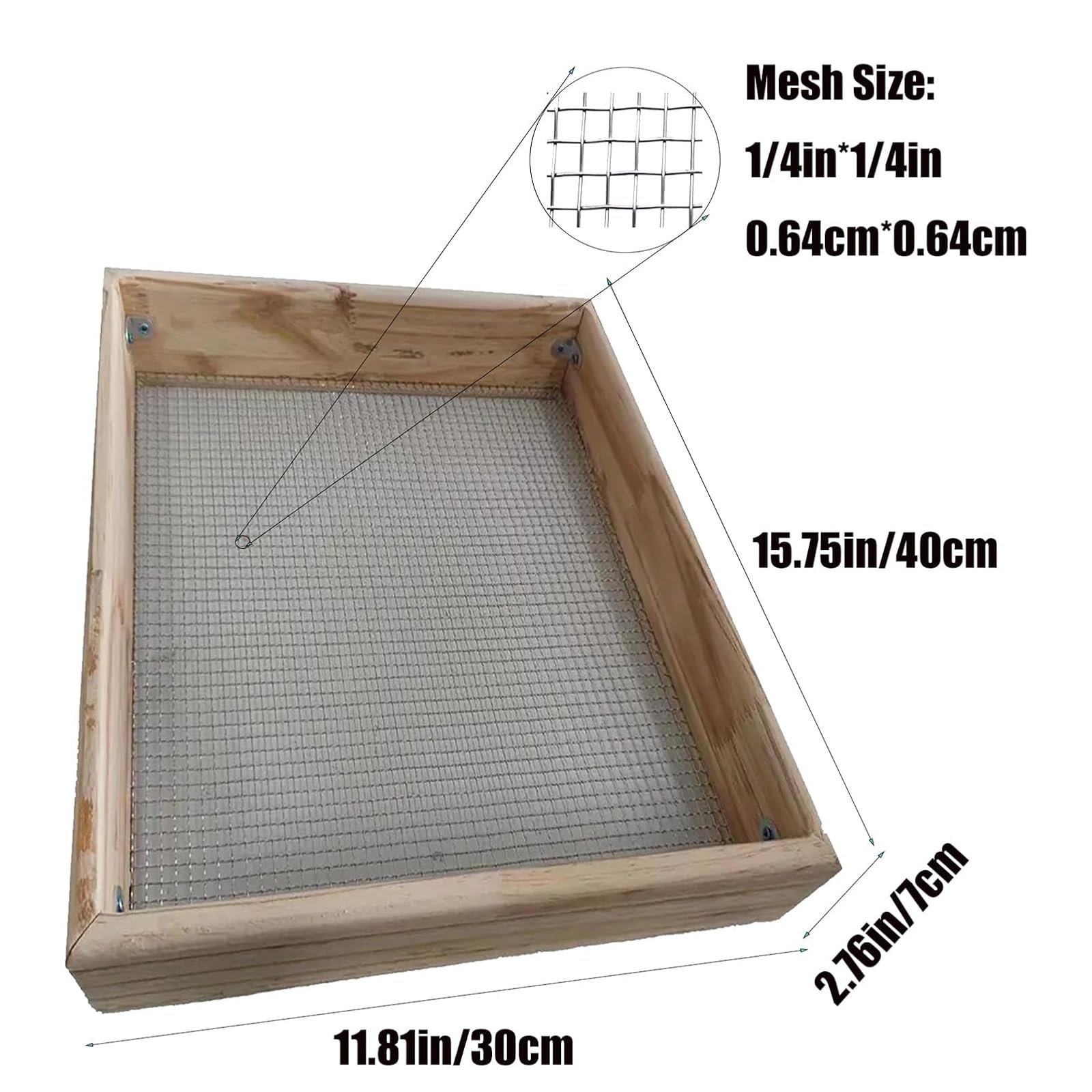 Generic Setaccio per Terreno in Legno da Giardino, 30*40cm, Antiruggine, Perfetto per Compost, Terriccio e Terra, Resistente e Facile da Usare