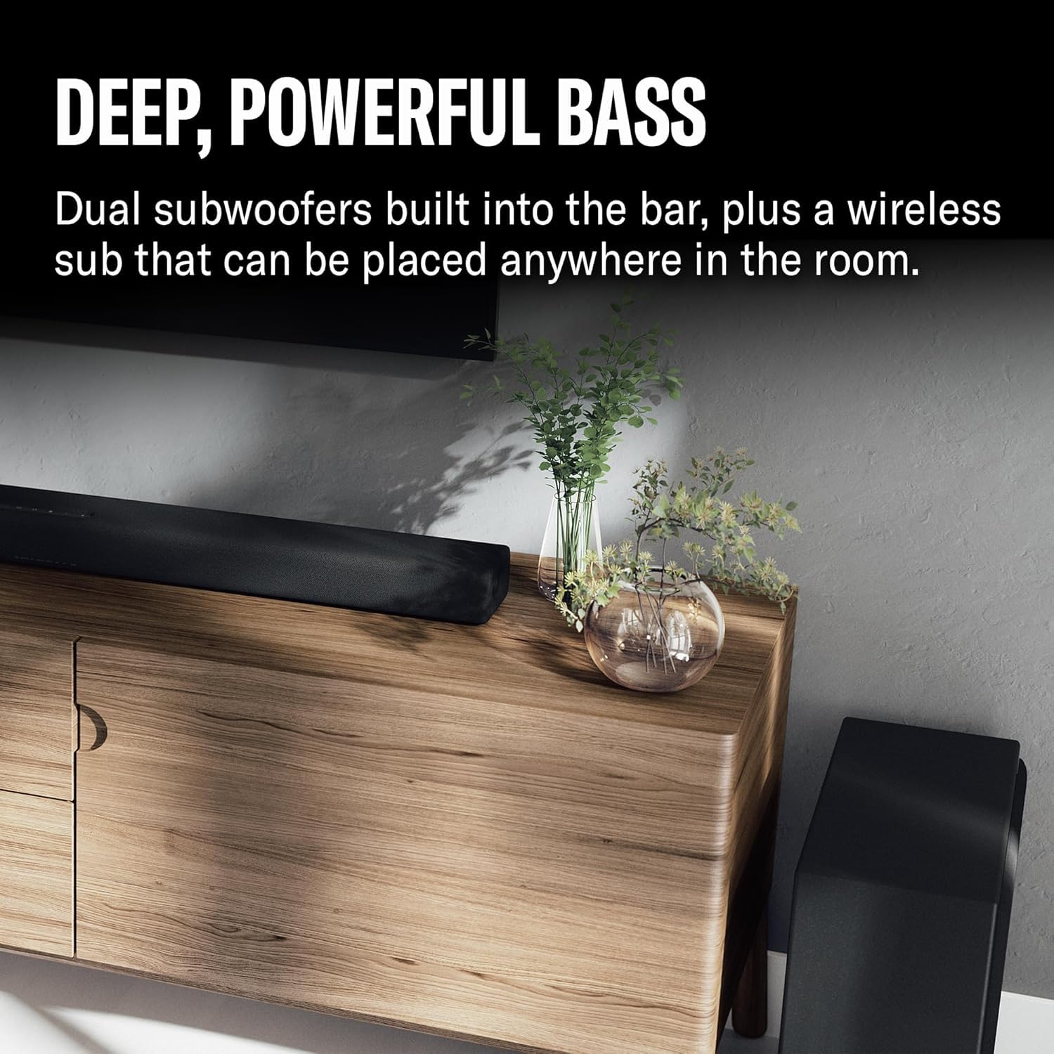 YAMAHA TRUE X BAR 50A Soundbar – Audio Surround Dolby Atmos, Alexa Integrata, Subwoofer Wireless, Clear Voice, HDMI eARC, Bluetooth, AirPlay 2, Spotify Connect – Nero