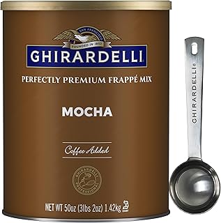 Ghirardelli Mocha Premium Frappé Mix, 3.12 lb Can with Ghirardelli Stamped Barista Spoon