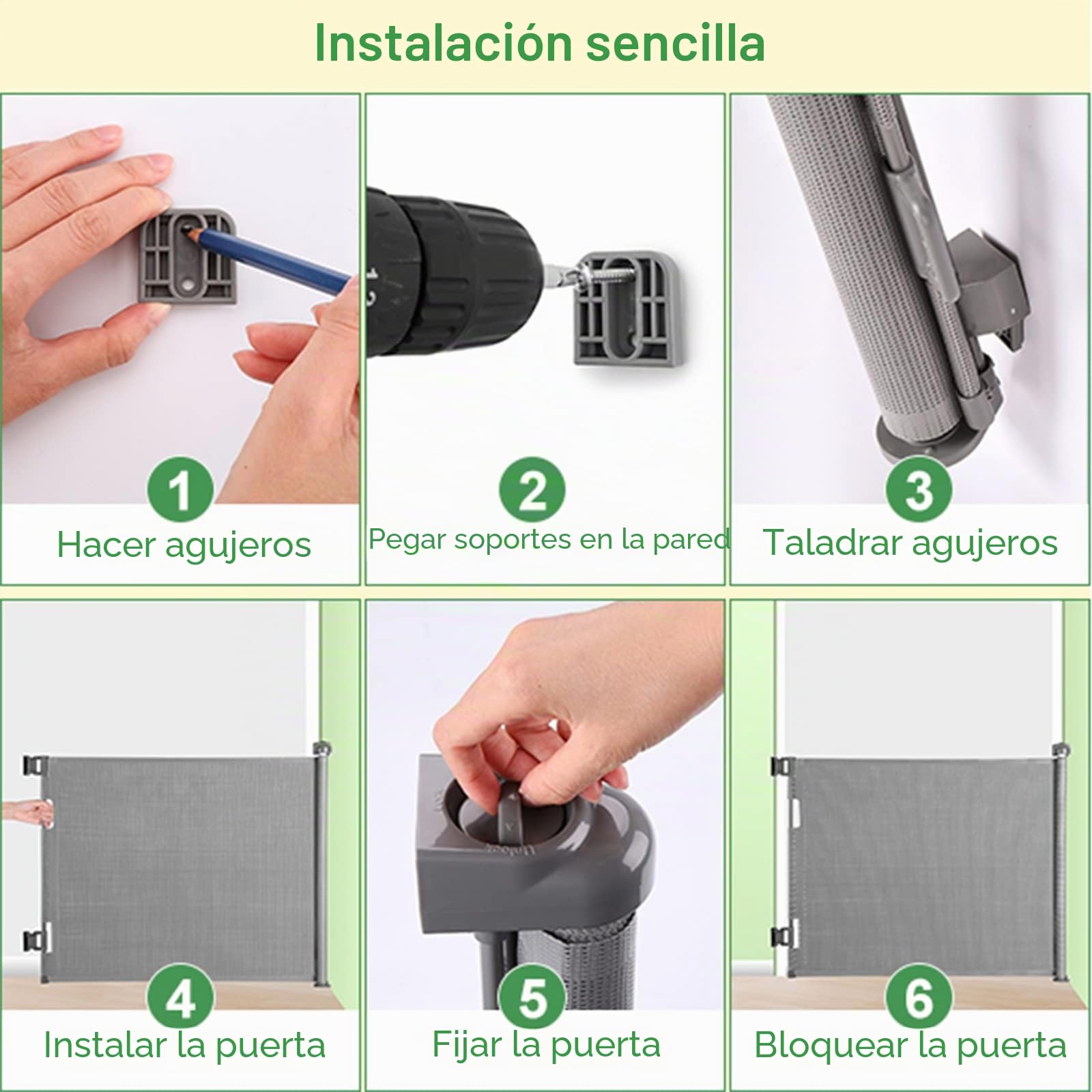 Puerta Seguridad Bebé Extensibles, 0-140 cm Barrera Seguridad Niños y Perros, Vallas de Seguridad para Niños Escaleras y Pasillos, Interiores y Exteriores (Gris)