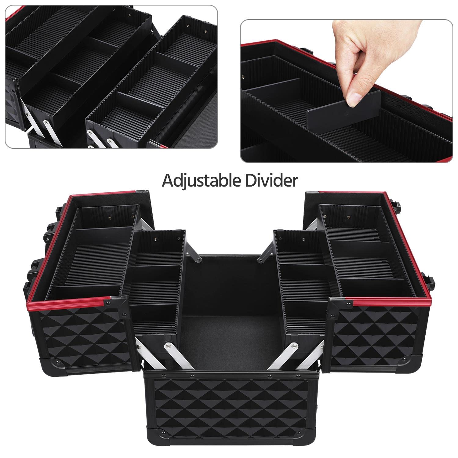 Yaheetech Schminkkoffer Kosmetikkoffer Alu Werkzeugkoffer 34,7 x 22,2 x 25 cm schwarz