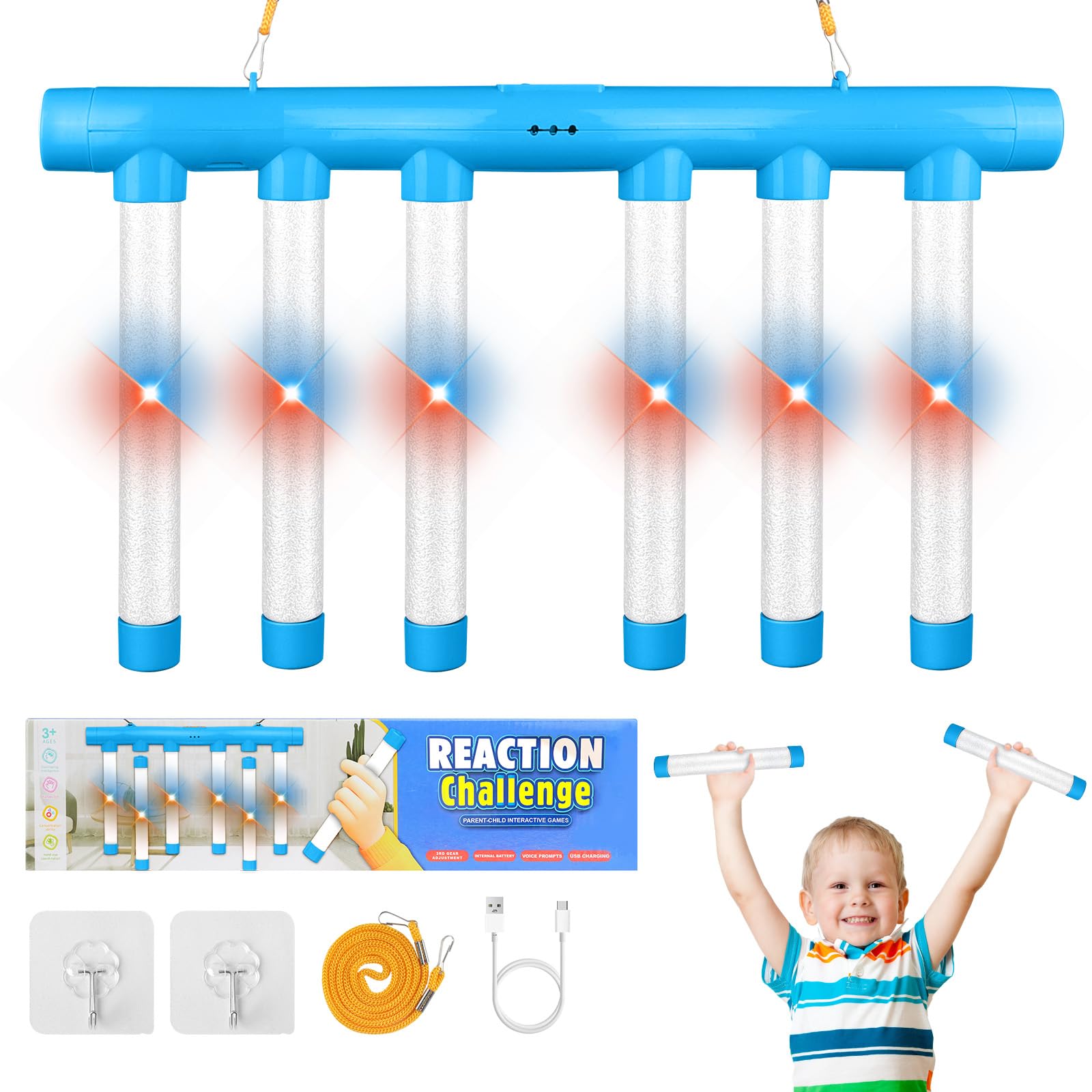 Vicloon Catching Sticks, Reaction Training, Light-Up Dropping Stick, 3 Adjustable Speeds,Hand-Eye Coordination Training
