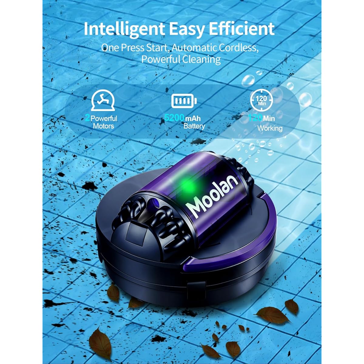 15/mo Finance Moolan Cordless Robotic Pool Cleaner, Pool Vacuum Last