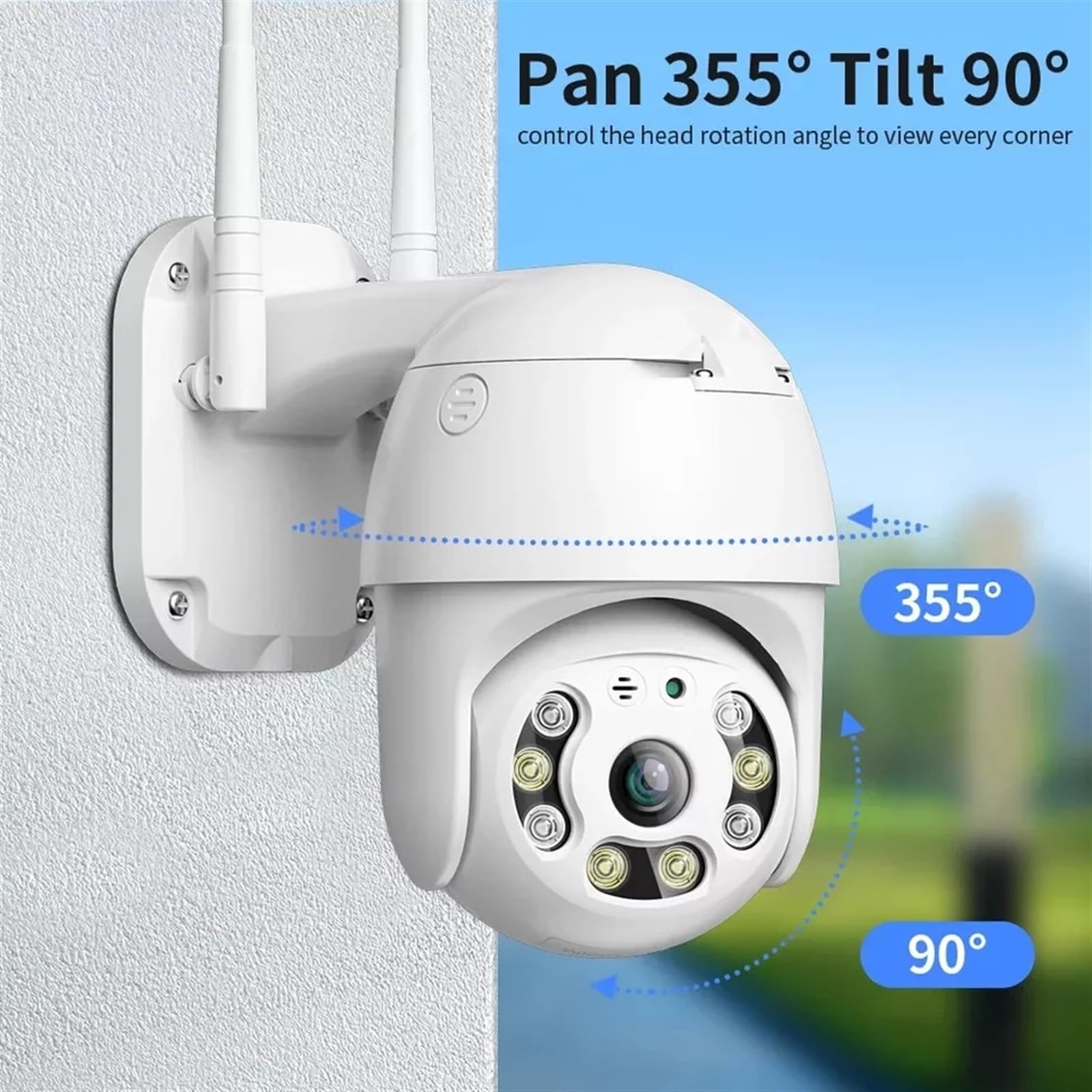 Kamera bezpieczeństwa 1080P zewnętrzna kamera PTZ Speed ​​Dome bezprzewodowa kamera IP CCTV Pan Tilt 4XZoom IR nadzór sieciowy P2P CAM Łatwa instalacja(4MP Add 128GB Card)