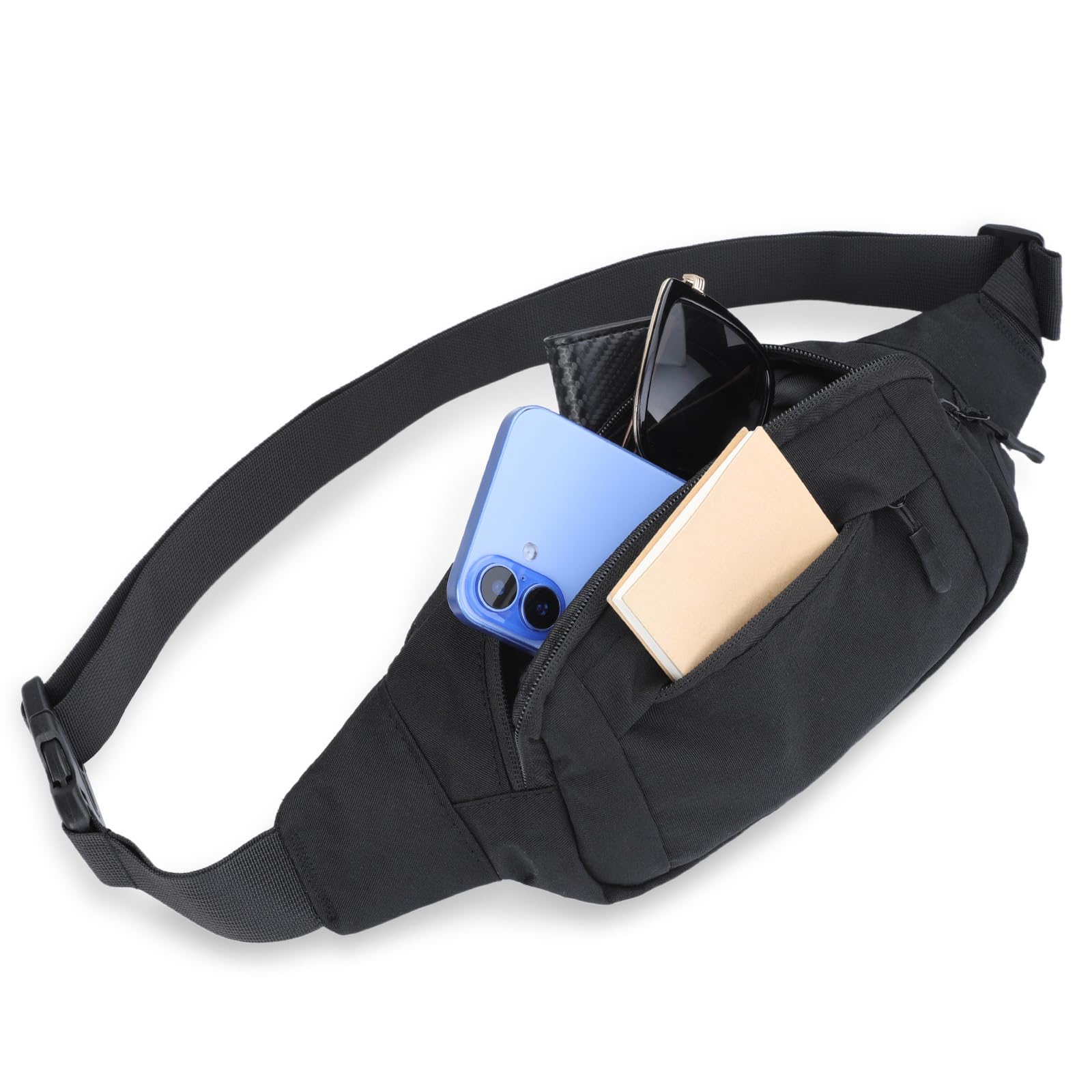 OTraki Marsupio Running Marsupio Sportivo Con Zip Tasche, Marsupio Uomo Tracolla Cintura Regolabile Marsupio Donna Sportivo Impermeabile Nero Per Uomo Donna Ciclismo Running Escursionismo