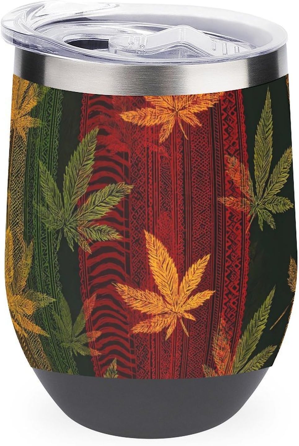 Rasta Leave Traditional Texture Insulated Drinking Cup Stainless Steel Coffee Mug Wine Tumbler with Lid 12OZ