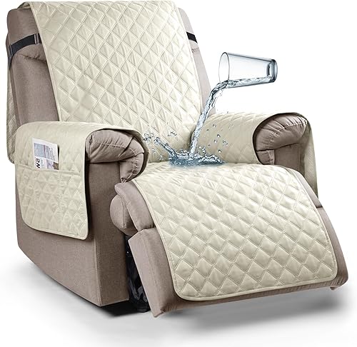 Miniatura 24 de Ruaozz Funda para silla reclinable 100% impermeable, antideslizante, de gran tamaño, para silla reclinable grande, lavable, con correas elásticas