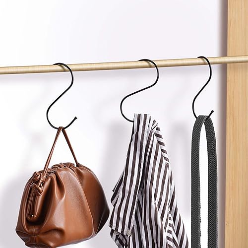 Miniatura 7 de Paquete de 10 ganchos en forma de S para baño, dormitorio, oficina y cocina (negro y pequeño)