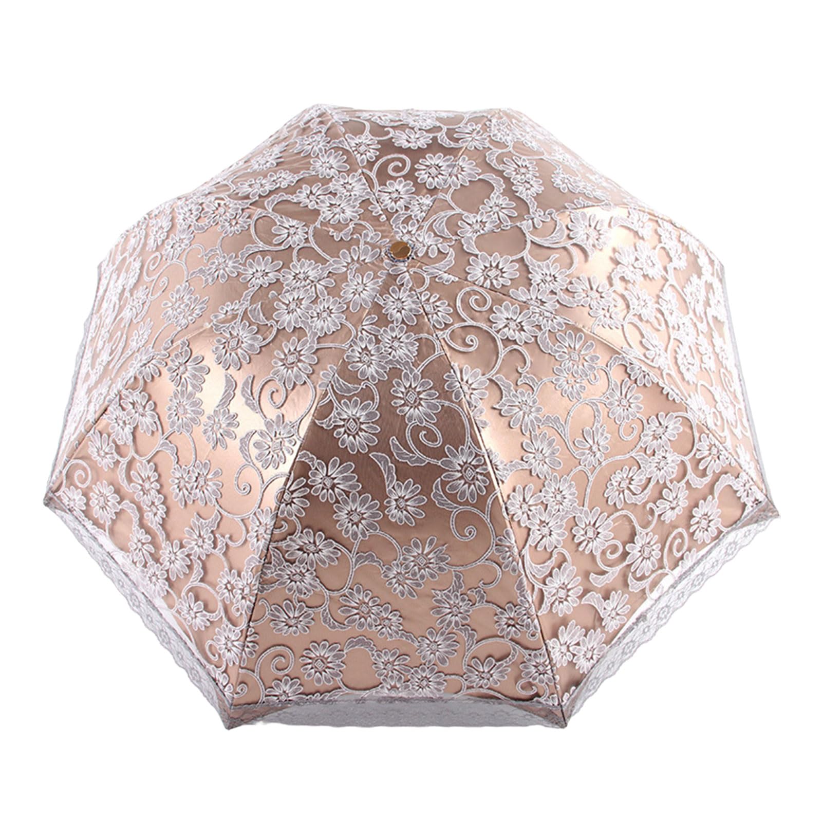 Buxuaaaa Women's Grey Embroidery Umbrella Coating 3 Folding Protections Sun Umbrella For Lace