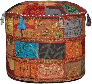 Ottoman Pouf Cover Decorative Patchwork Comfortable Ottoman Ethnic Cotto...