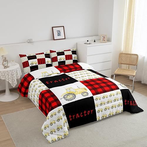 Miniatura 2 de Erosebridal Juego de edredón de tractor tamaño King, juego de edredón de camión para niños, decoración de dormitorio, juego de ropa de cama