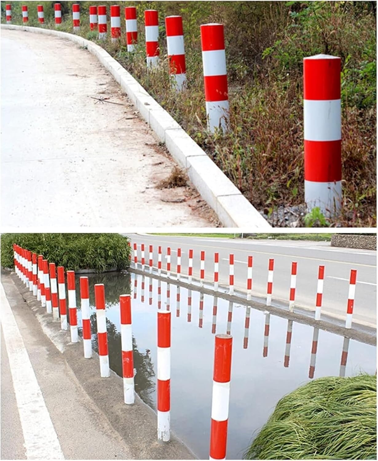 Conos De Seguridad, Postes Delimitadores De Tráfico, Barreras De Seguridad Reflectantes con 6 Pernos De Anclaje Gratuitos para Estacionamiento (Juego De 2 Conos De Seguri,75cm