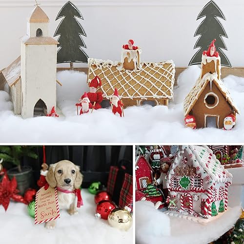 Miniatura 5 de CFOFT Snow for Christmas Village, manta de nieve para decoración, decoración de nieve falsa, rollo de manta de nieve artificial para decoración de