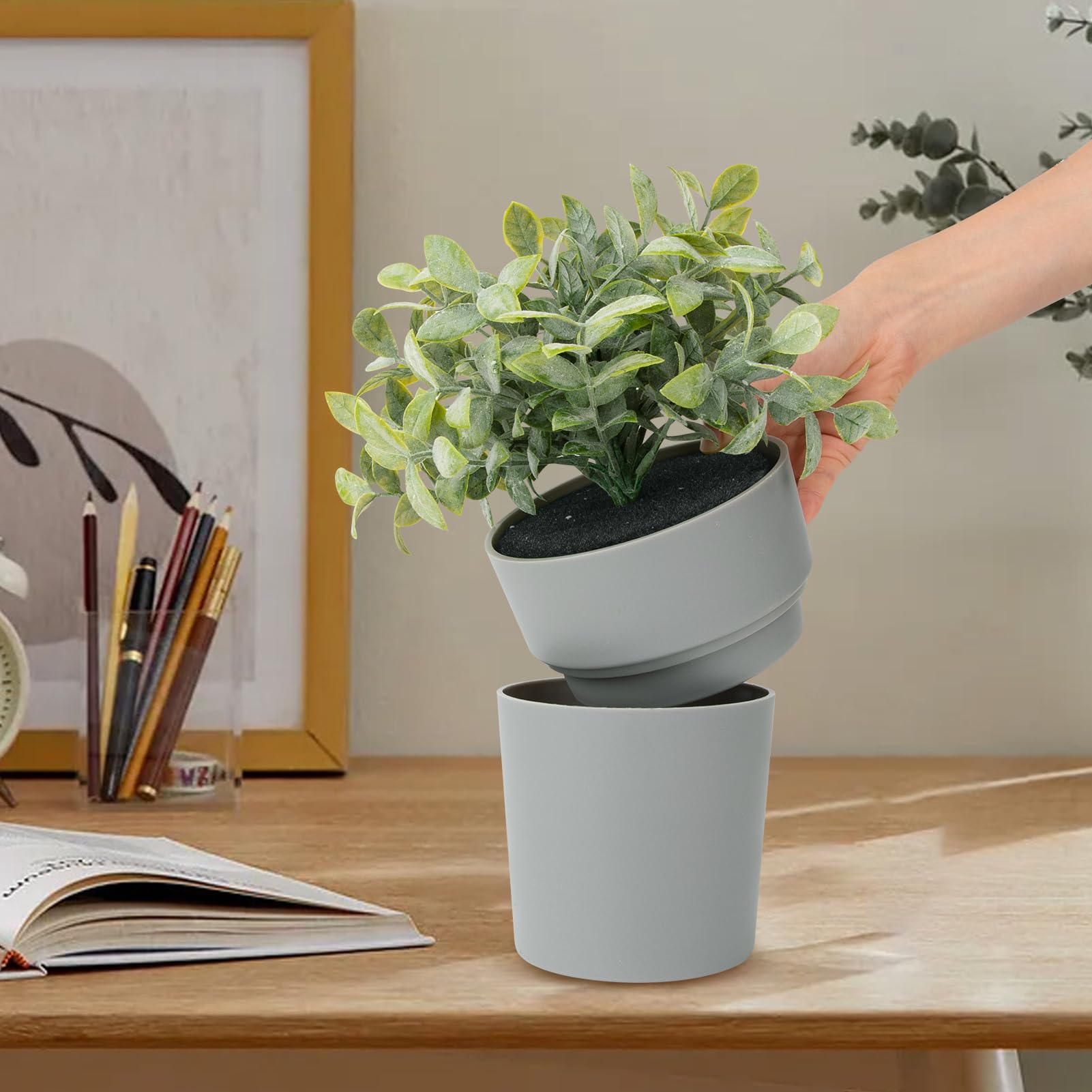 Maceta con caja fuerte oculta y compartimento secreto, escondite para llaves, caja fuerte secreta para ocultar llaves (verde)