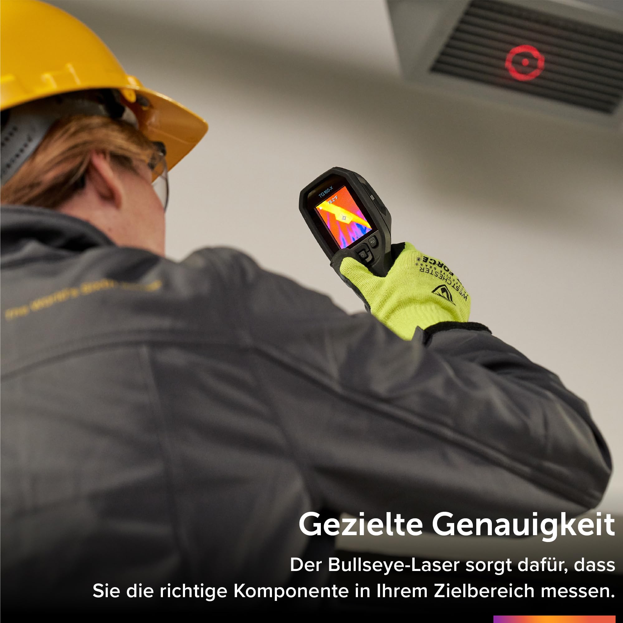 FLIR TG165-X Wärmebildkamera mit Bullseye-Laser: Kommerzielle Infrarotkamera für Gebäudeinspektion, Heizungs-, Lüftungs- und Klimatechnik und Elektrik