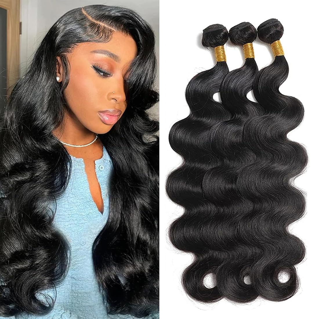 12A Human Hair Bundles 10 12 14 Inch Body Wave 3 Bundles 100% Unprocessed Brazilian Virgin Human Hair Extensions Natural Color