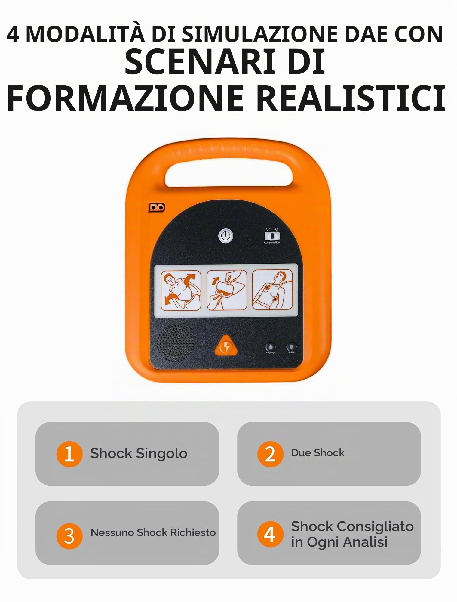 AED Trainer, dispositivo portatile di allenamento con 4 scenari, istruzioni vocali in inglese solo per principianti di primo soccorso studenti tirocinanti