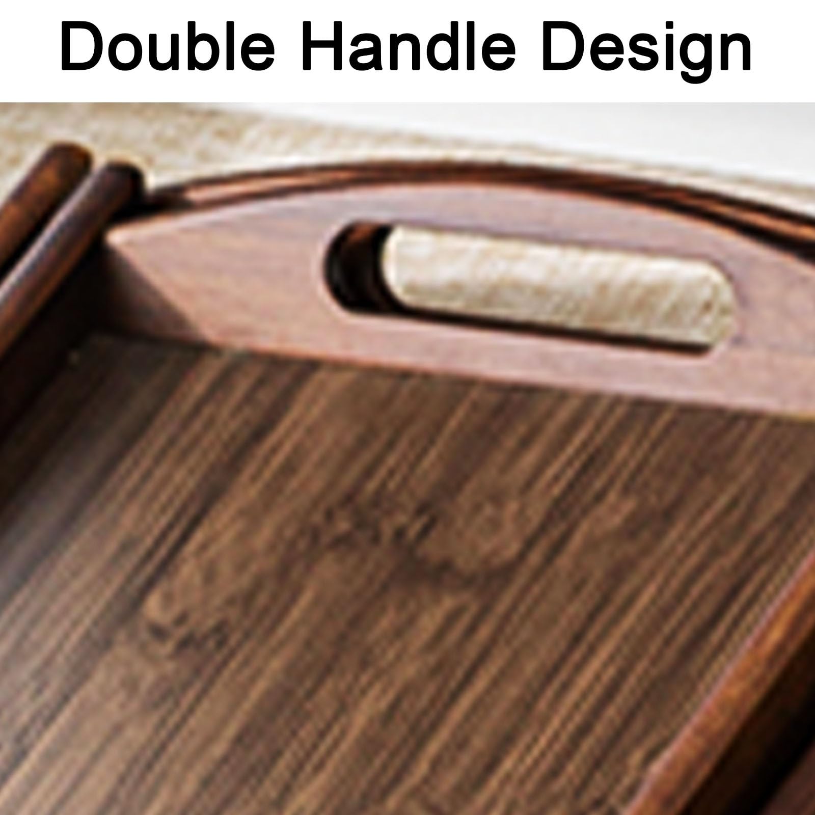 Bandejas de Madera, Bandeja Madera Rectangular para Mesas de Centro, Ideal para Desayunos, Mesas de Centro, Hogares y Restaurantes(52cmx34cmx3cm)