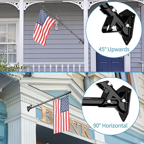 Miniatura 3 de ZMTECH Mástil de bandera – Soporte mejorado, bastones de bandera de acero inoxidable de 6 pies para exteriores de casa, residencial o comercial, kit