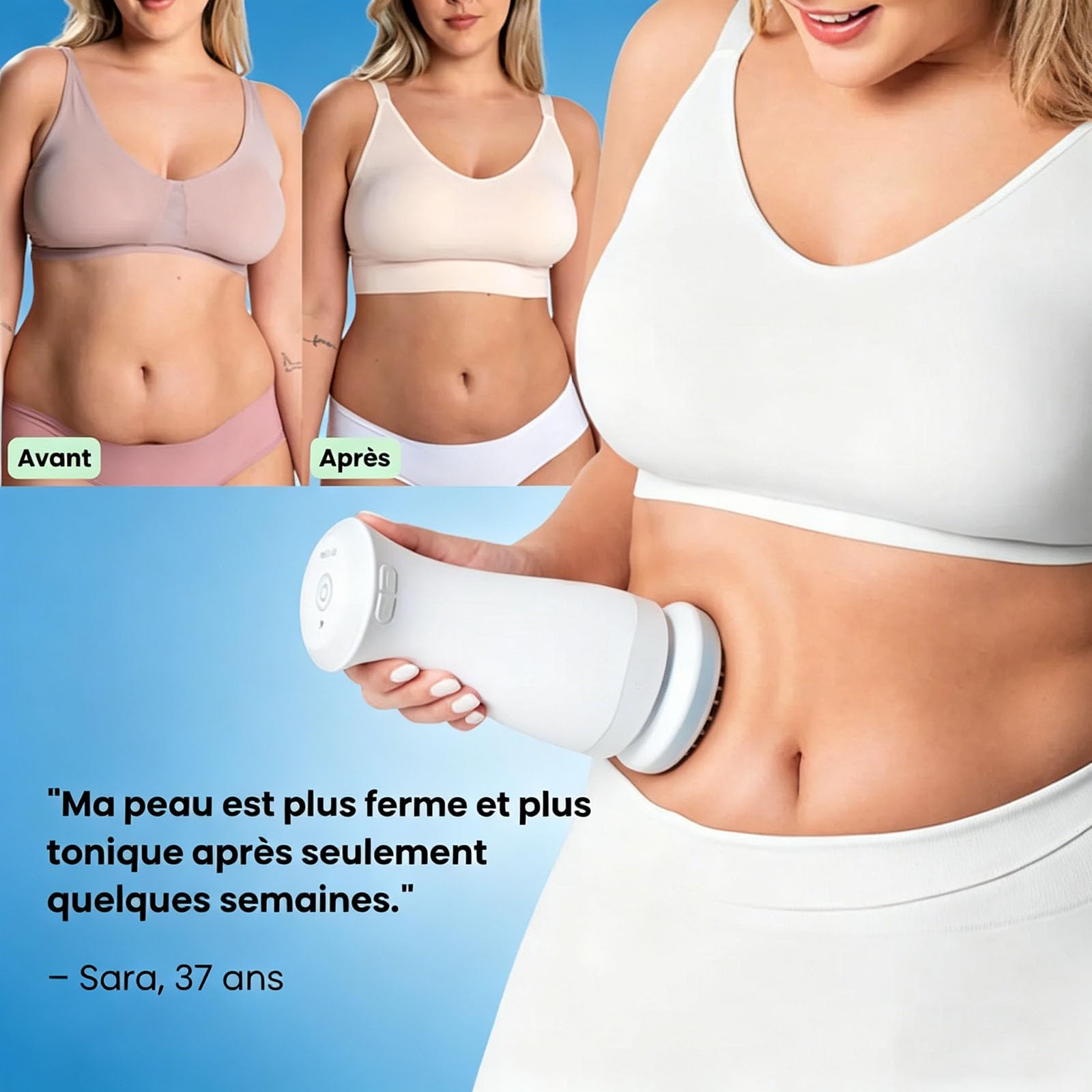 Sculpteur Pro Vulaura Anti Cellulite, avec 3 Coussinets Lavables Doux Pour La Peau pour L'Abdomen, La Taille, Les Fesses, Les Bras Et Plus Encore, pour Soulever, Raffermir Et Lisser La Peau
