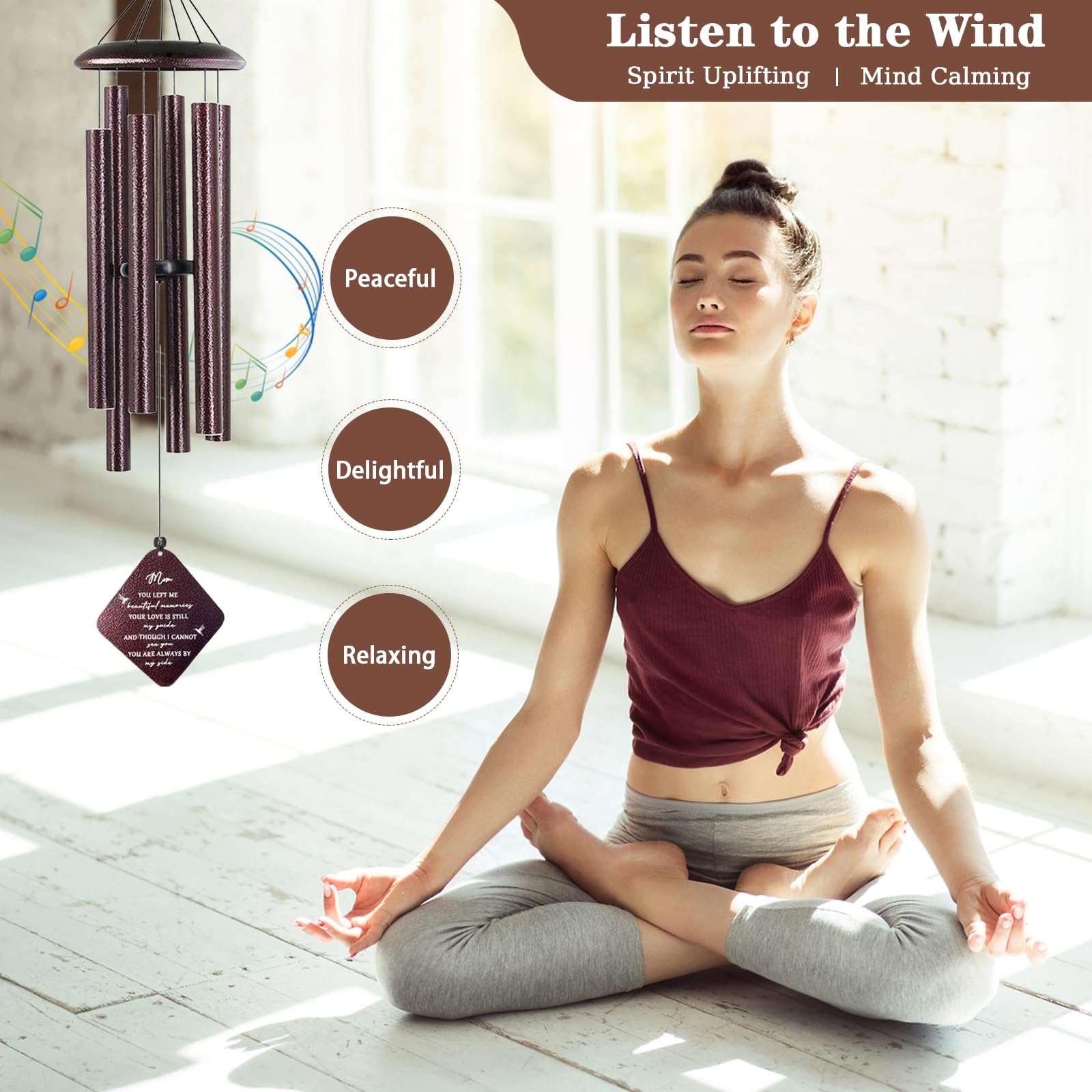 LOMBO Sympathy Gifts for Loss of Mom, 32" Memorial Wind Chimes for Loss of Mother, Windchimes, Condolence Bereavement Gifts in Memory of Mom (Bronze) 4