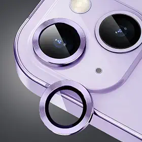 Proteção Lente Câmera Pretotor Película Aro Simples Compatível iPhone 14/15 E 14 Plus /15 Plus Kit (Lilás)