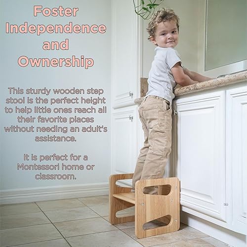 Miniatura 5 de Montessori Juego de mesa y silla de destete – Mesa de madera maciza para niños pequeños – Sillas cúbicas para niños pequeños – Madera dura real –