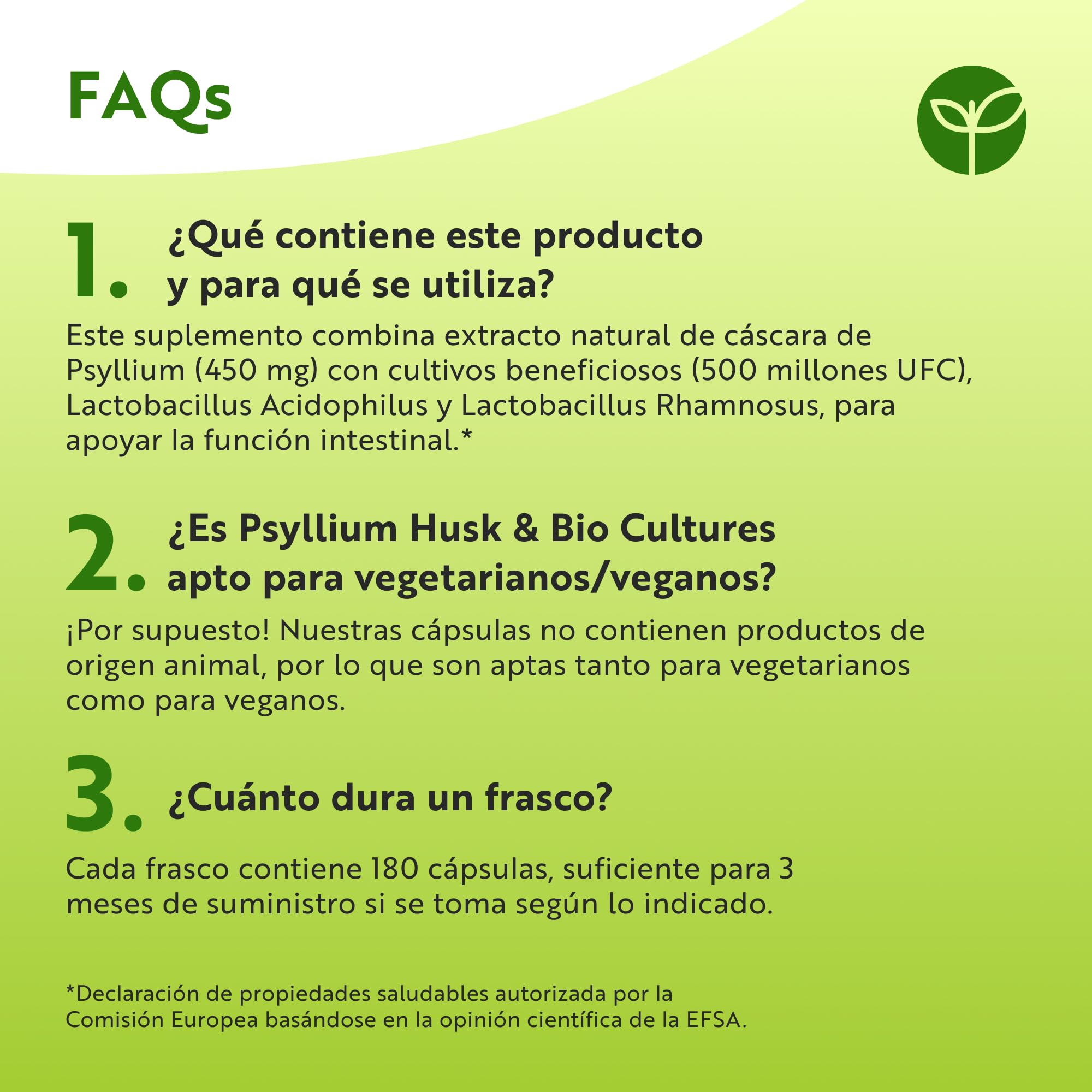 Cáscara de psyllium 4500 mg con 500 millones de CFU, 180 cápsulas de cáscara de psyllium para 3 meses de suministro, suplemento de fibra, alternativa de polvo de cáscara de psyllium, fabricado en el