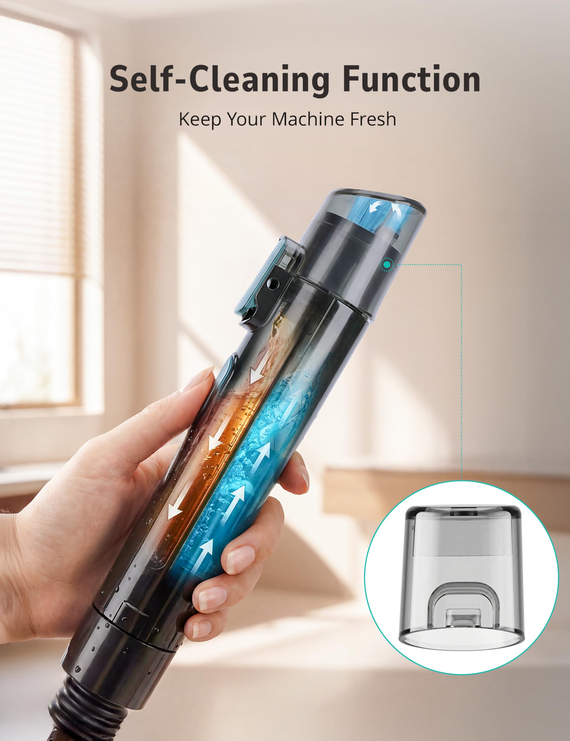 Aspiron Machine de nettoyage de moquette multifonction 20 KPA/1600 W, nettoyeur vapeur professionnel, 9 brosses, réservoir d'eau de 1,7 l, solution de nettoyage de 300 ml, cordon de 5 m, pour tapis