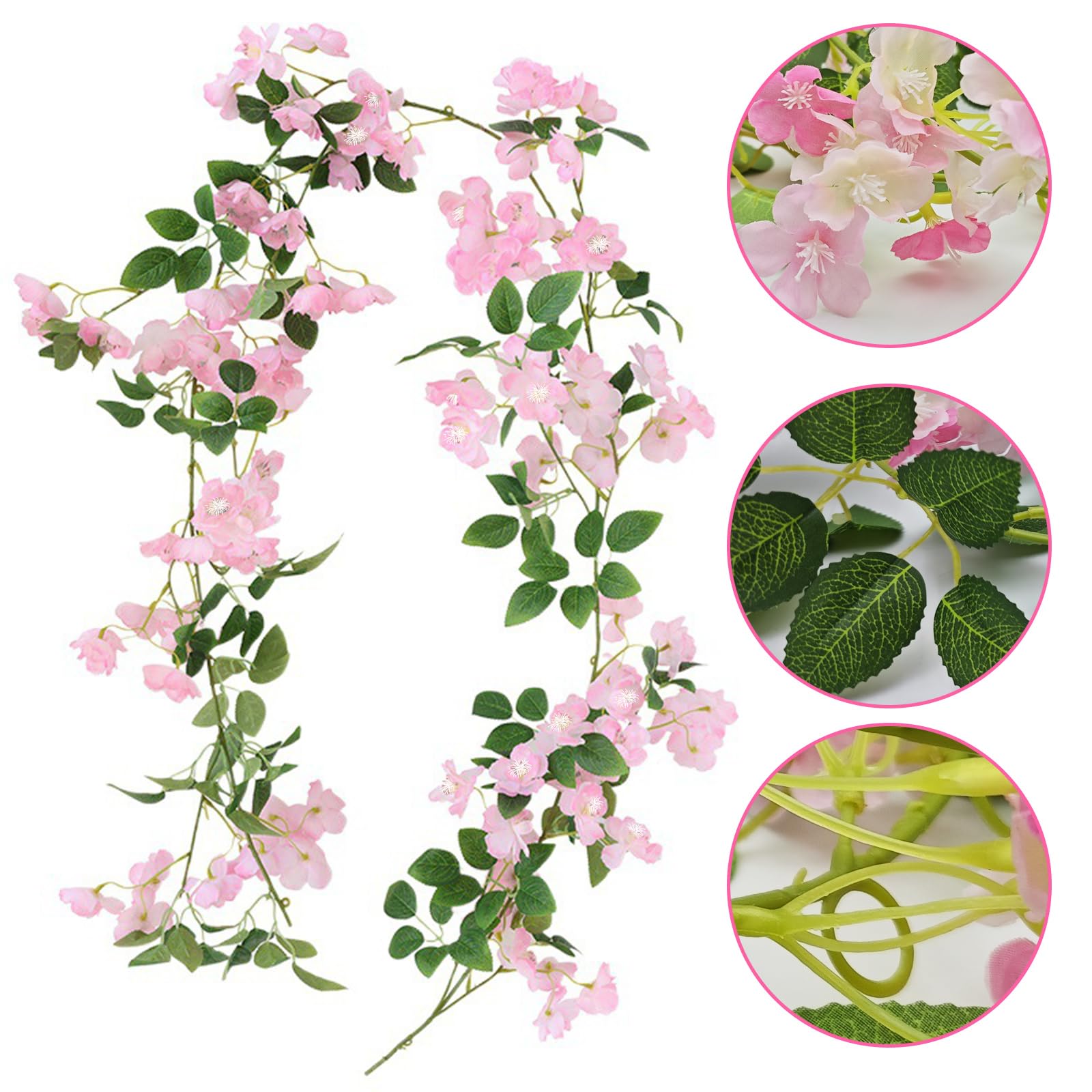 175cm Kunstblumen Hängend, Künstliche Kirschblüten Girlande Blumenranke, Blumengirlande Deko, Blumen Girlande Frühling, Blumengirlande Künstlich, Wie Echt Blumenranken Künstlich Hängepflanze