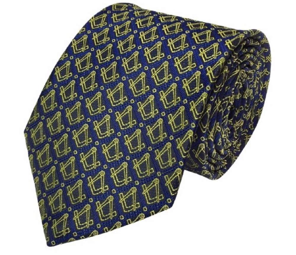 Corbata masónica con compás dorado y escuadra G elegante 4