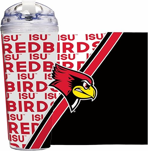 Miniatura 123 de Rico Industries NCAA - Vaso de acrílico estándar de 24 onzas con tapa con bisagras, vaso de doble pared con licencia oficial y popote