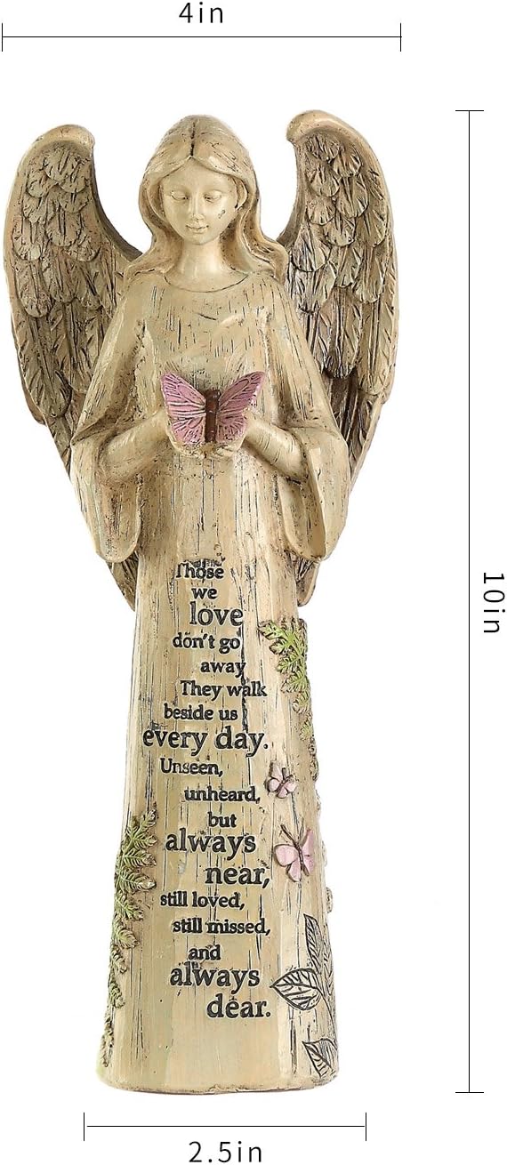 DUSVALLY Angel Statue, Garden Angel Figurines, Outdoor Sculptures and Statues, Praying Angel Resin, Statuary Garden Yard Décor Angel Collectible Sculptures, 10" H, Butterfly