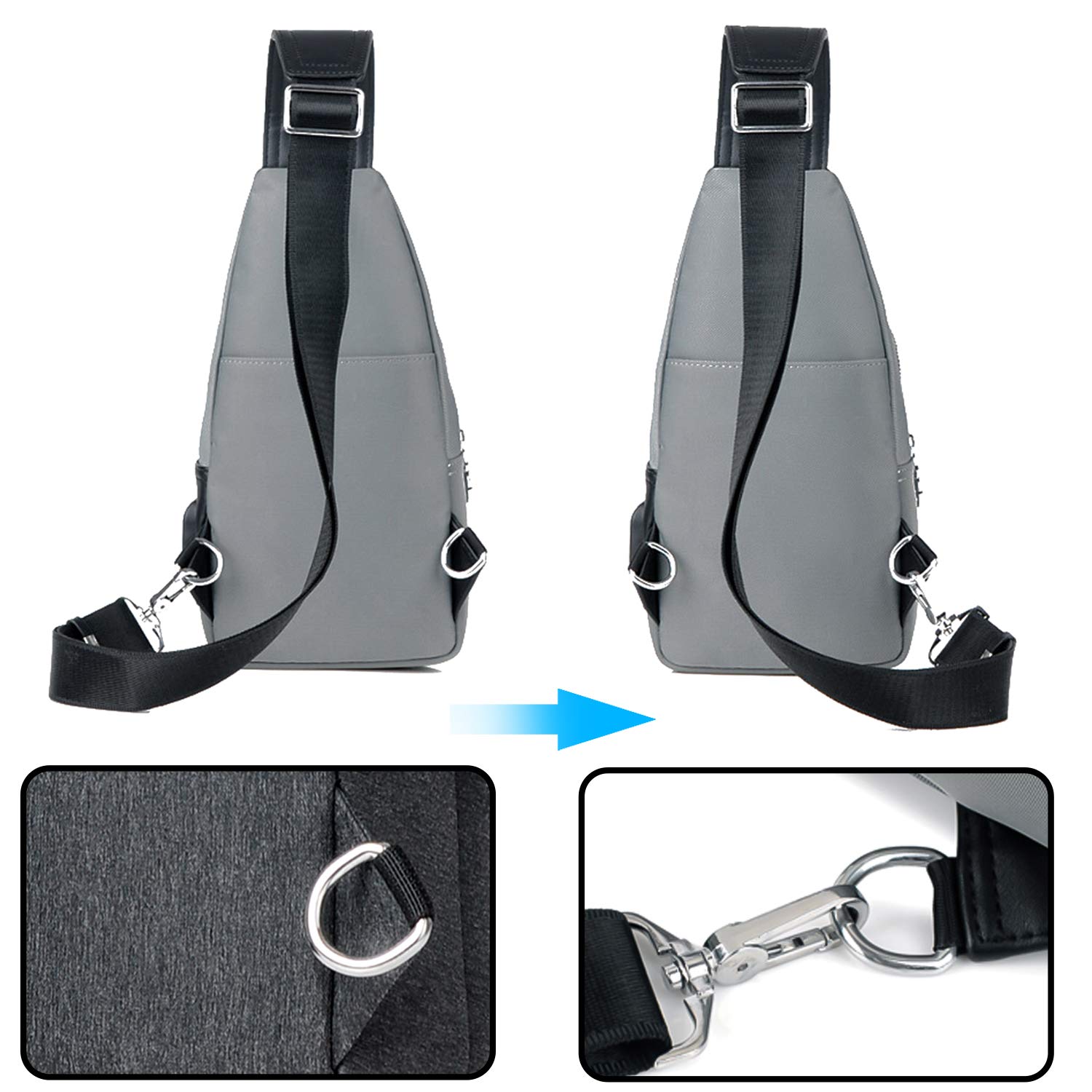 Nuova Borsa a Tracolla Pettorale con Portafoglio Pochette Zaino con Una Cinghia Borsa a Tracolla a Tracolla per Viaggi all'aperto Ciclismo Campeggio Escursionismo Poliestere Impermeabile Blu