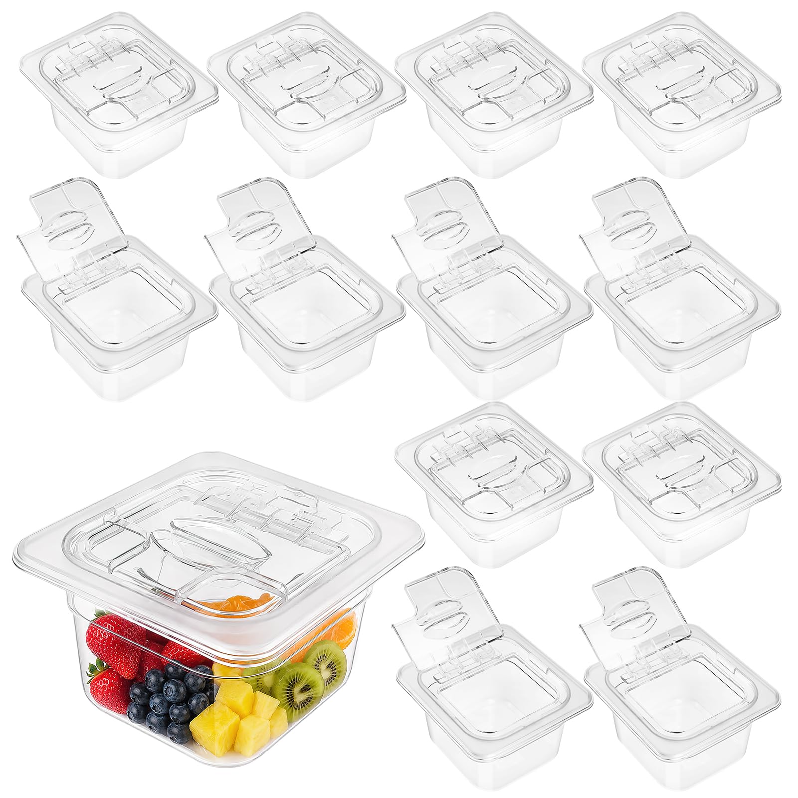 OGMBI 12 Pack GN 1/6 Gastronorm Pans with Lid, 10cm Deep Plastic Containers
