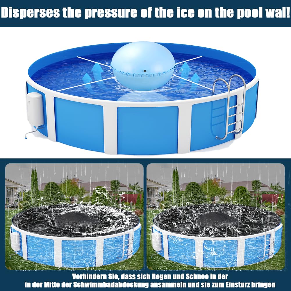 Lot De 2 Coussins D'hiver Pour Piscine Ronds 120x120 Cm - En PVC Résistant, Avec Corde Et Rustines - Protège La Couverture Et Les Parois Du Gel